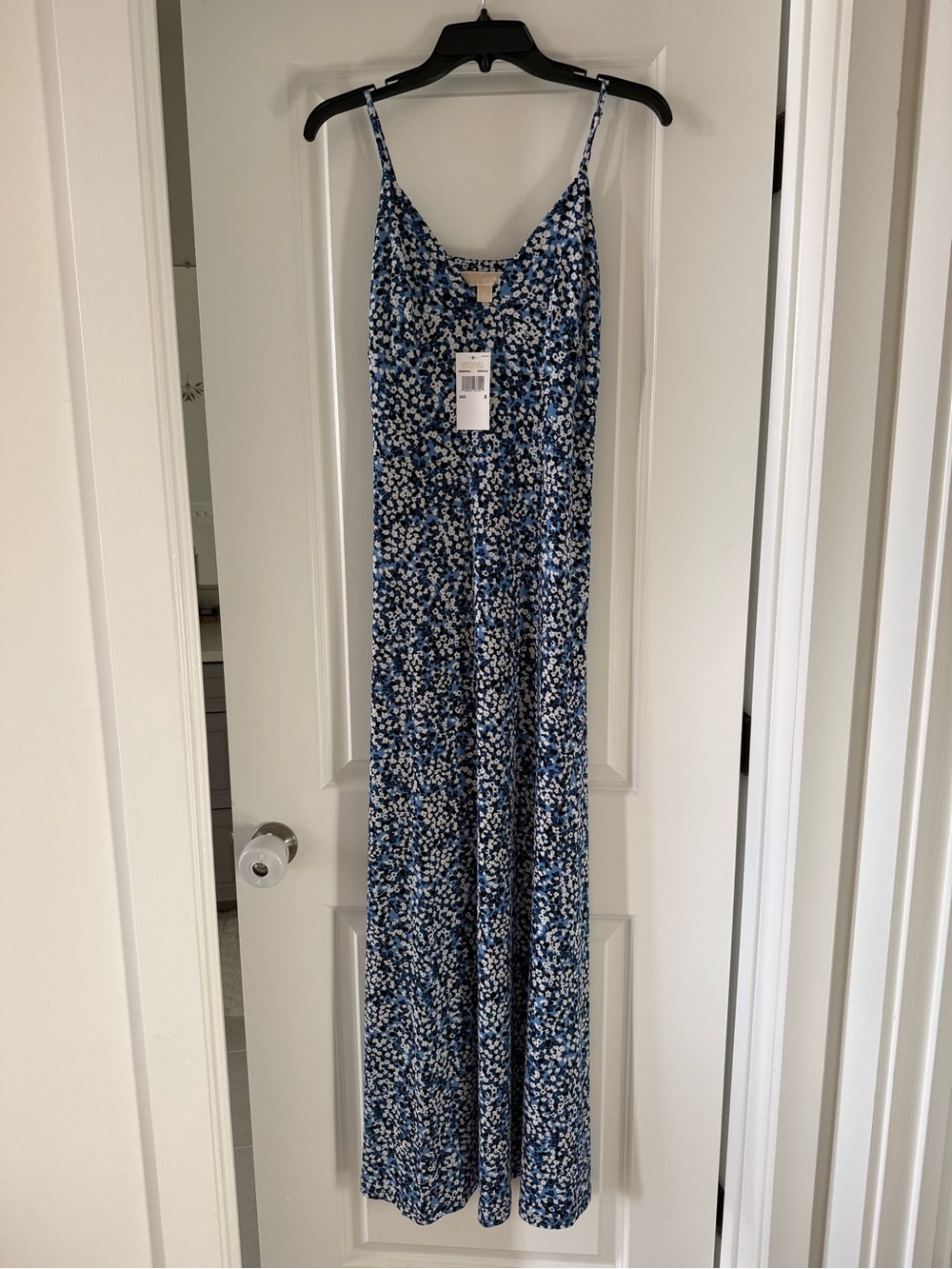 Michael Kors Blue and White Floral Maxi Slip Dress